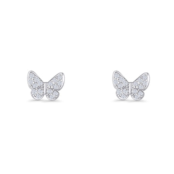Butterfly Stud Earrings 6mm Cubic Zirconia 925 Sterling Silver Wholesale